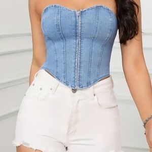 Size Xsmall Zip Up Denim Tube Top